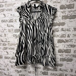 Alfani Black and White Zebra Print Blouse